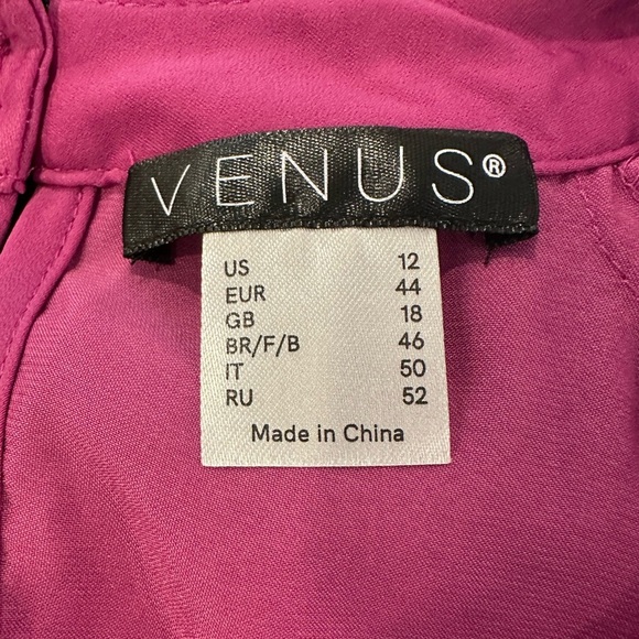 Venus NWT SZ 12 Elegant Women's Fuschia Pink Criss Cross Blouse - Picture 7 of 7